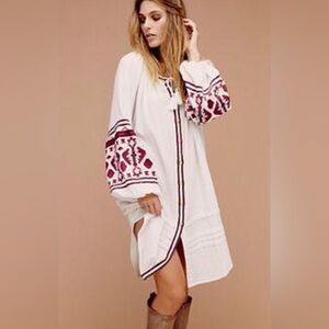 Free People In The Clear Tunic Cardigan Dress Ivory, NWT Size Medium
